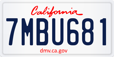 CA license plate 7MBU681