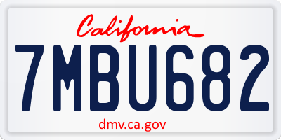CA license plate 7MBU682