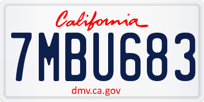 CA license plate 7MBU683