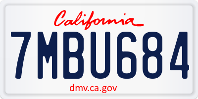 CA license plate 7MBU684