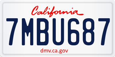 CA license plate 7MBU687