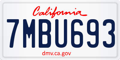 CA license plate 7MBU693