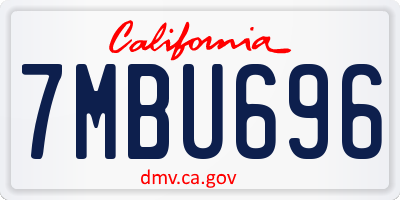 CA license plate 7MBU696