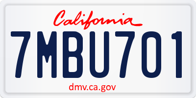 CA license plate 7MBU701