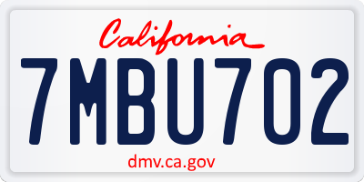 CA license plate 7MBU702