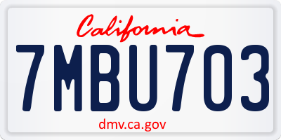 CA license plate 7MBU703