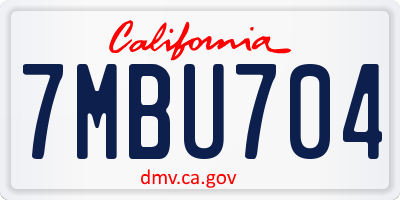 CA license plate 7MBU704