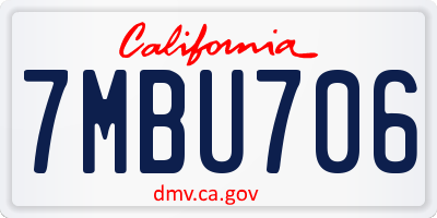 CA license plate 7MBU706