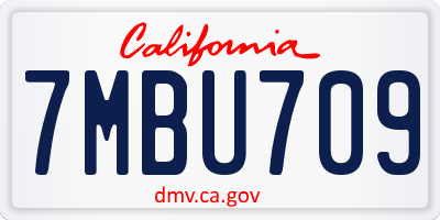 CA license plate 7MBU709