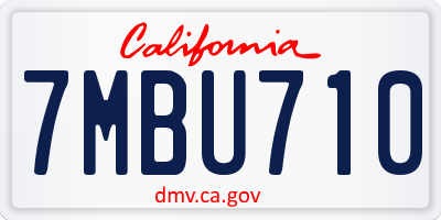 CA license plate 7MBU710