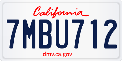 CA license plate 7MBU712