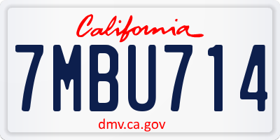 CA license plate 7MBU714