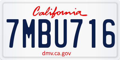 CA license plate 7MBU716