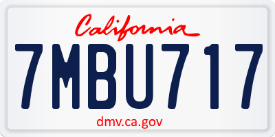 CA license plate 7MBU717