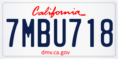 CA license plate 7MBU718