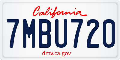 CA license plate 7MBU720