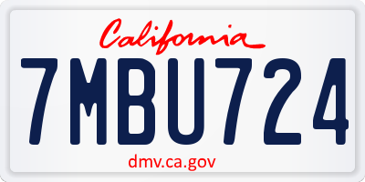 CA license plate 7MBU724