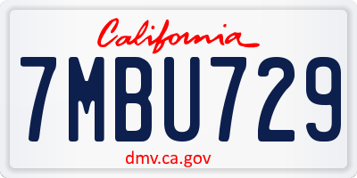 CA license plate 7MBU729