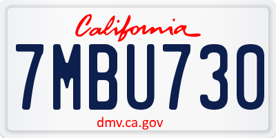 CA license plate 7MBU730