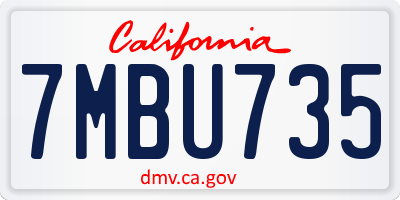 CA license plate 7MBU735