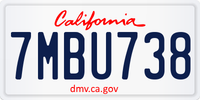 CA license plate 7MBU738