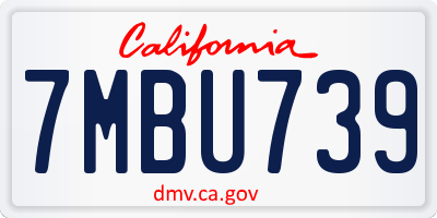 CA license plate 7MBU739