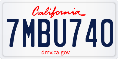 CA license plate 7MBU740