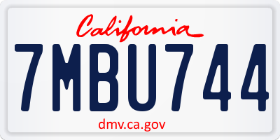CA license plate 7MBU744