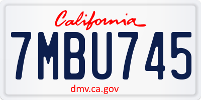 CA license plate 7MBU745