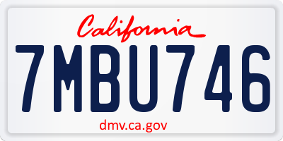 CA license plate 7MBU746