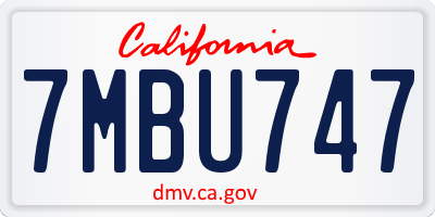 CA license plate 7MBU747