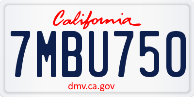 CA license plate 7MBU750