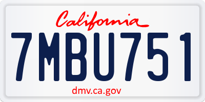CA license plate 7MBU751