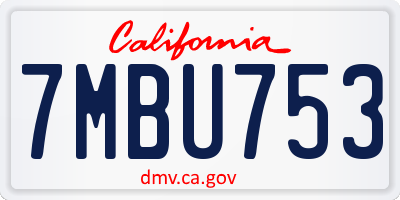 CA license plate 7MBU753