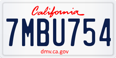 CA license plate 7MBU754