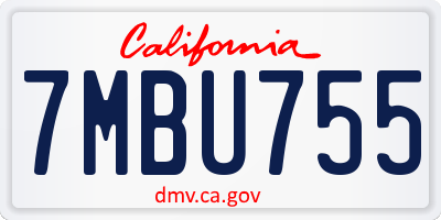 CA license plate 7MBU755