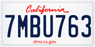 CA license plate 7MBU763