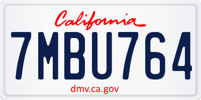 CA license plate 7MBU764