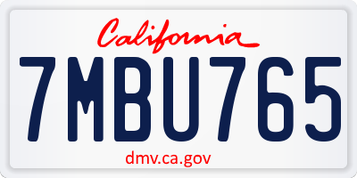 CA license plate 7MBU765