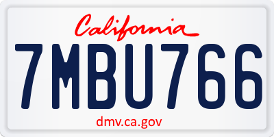 CA license plate 7MBU766