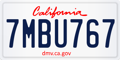 CA license plate 7MBU767