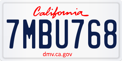 CA license plate 7MBU768