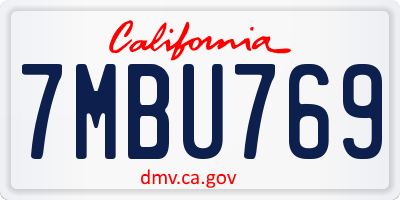 CA license plate 7MBU769