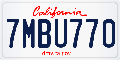 CA license plate 7MBU770