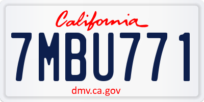 CA license plate 7MBU771