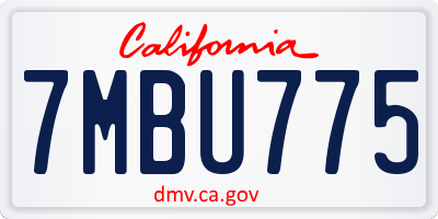 CA license plate 7MBU775
