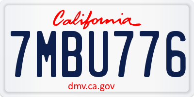 CA license plate 7MBU776