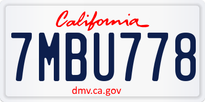 CA license plate 7MBU778