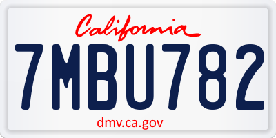 CA license plate 7MBU782