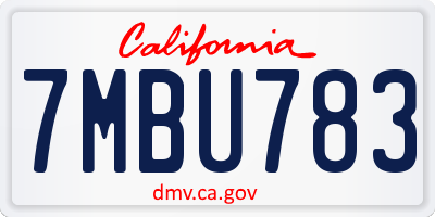 CA license plate 7MBU783